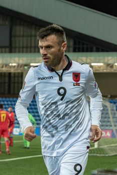 Andorra La Vella, Andorra : 2021 March 25 : Ledian Memushaj ALB in the Qatar 2022 World Cup Qualifying match.