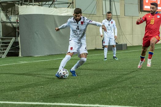 Andorra La Vella, Andorra : 2021 March 25 : Elseid Hysaj ALB  in the Qatar 2022 World Cup Qualifying match.