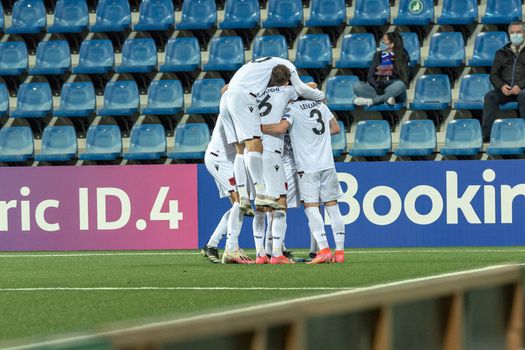 Andorra La Vella, Andorra : 2021 March 25 : Players of Albania in the Qatar 2022 World Cup Qualifying match.