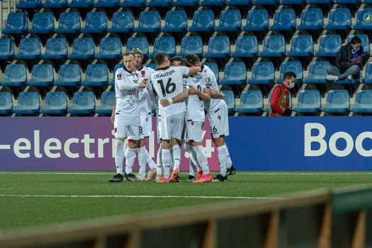 Andorra La Vella, Andorra : 2021 March 25 : Players of Albania in the Qatar 2022 World Cup Qualifying match.