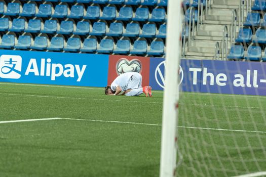 Andorra La Vella, Andorra : 2021 March 25 : E. Lenjani ALB  in the Qatar 2022 World Cup Qualifying match.