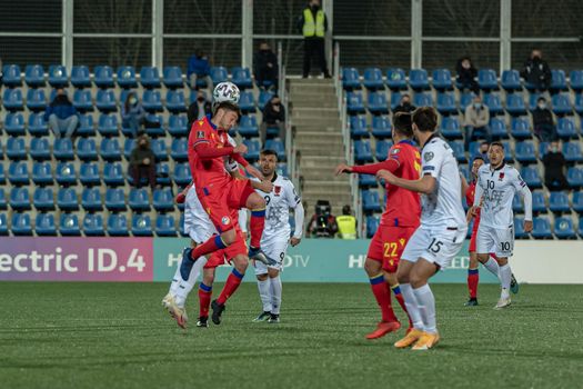 Andorra La Vella, Andorra : 2021 March 25 : Players of Andorra in the Qatar 2022 World Cup Qualifying match.