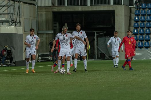 Andorra La Vella, Andorra : 2021 March 25 : Klaus Gjasula ALB in the Qatar 2022 World Cup Qualifying match.