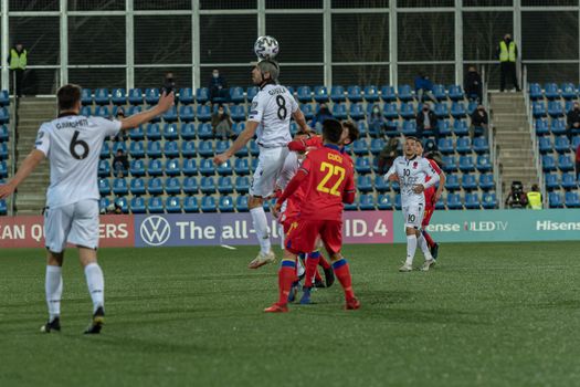 Andorra La Vella, Andorra : 2021 March 25 : Klaus Gjasula ALB in the Qatar 2022 World Cup Qualifying match.
