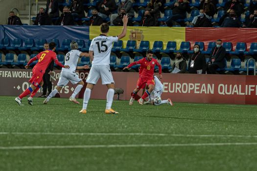 Andorra La Vella, Andorra : 2021 March 25 : Players in action  in the Qatar 2022 World Cup Qualifying match.