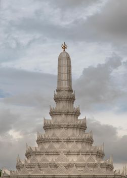 Bangkok, Thailand - Jun 19, 2020 : Beautiful Thai architecture of buildings in The Temple of the Emerald Buddha, the most sacred Buddhist temple in Thailand, it is also a potent religion symbolic of Thailand.