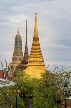 Bangkok, Thailand - Jun 19, 2020 : Wat Phra Kaew - The Temple of Emerald Buddha. Is the most sacred Buddhist temple in Thailand, it also a potent religion symbol of Thailand.