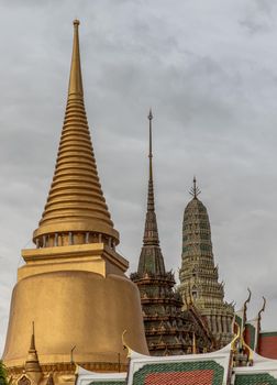 Bangkok, Thailand - Jun 19, 2020 : Wat Phra Kaew - The Temple of Emerald Buddha. Is the most sacred Buddhist temple in Thailand, it also a potent religion symbol of Thailand.