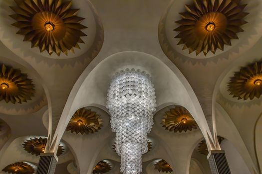Bangkok, Thailand, Jul 03, 2020 : Beautiful interior design with Ceiling lamp in Scala cinema at Siam Square. Cultural entertainment.