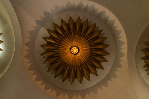 Bangkok, Thailand, Jul 03, 2020 : Beautiful interior design with Ceiling lamp in Scala cinema at Siam Square. Cultural entertainment.