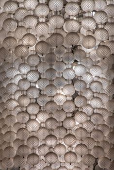 Close-up shot of White gorgeous vintage chandelier decoration.