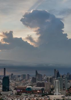 Bangkok, Thailand - Jun 27, 2020 : Beautiful city view of Bangkok before the sunset creates relaxing feeling for the rest of the day. Selective focus.