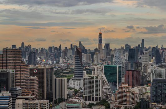 Bangkok, Thailand - Jul 25, 2020 : City view of Bangkok before the sunset creates energetic feeling to get ready for the day waiting ahead. Selective focus.
