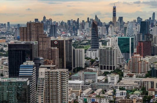 Bangkok, Thailand - Jul 25, 2020 : City view of Bangkok before the sunset creates energetic feeling to get ready for the day waiting ahead. Selective focus.