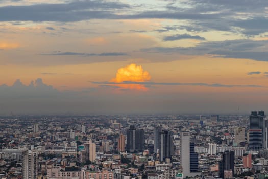 Bangkok, Thailand - Jul 25, 2020 : City view of Bangkok before the sunset creates energetic feeling to get ready for the day waiting ahead. Selective focus.