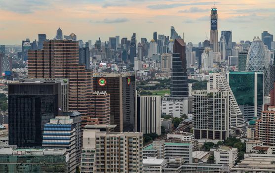 Bangkok, Thailand - Jul 25, 2020 : City view of Bangkok before the sunset creates energetic feeling to get ready for the day waiting ahead. Selective focus.