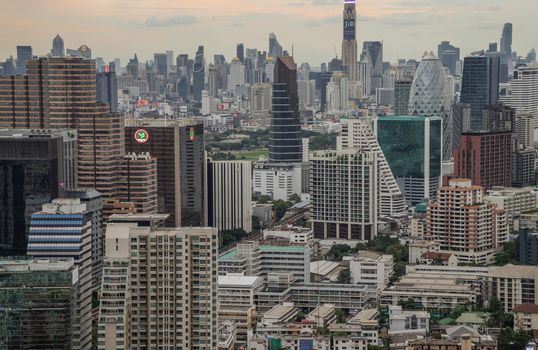 Bangkok, Thailand - Jul 25, 2020 : City view of Bangkok before the sunset creates energetic feeling to get ready for the day waiting ahead. Selective focus.