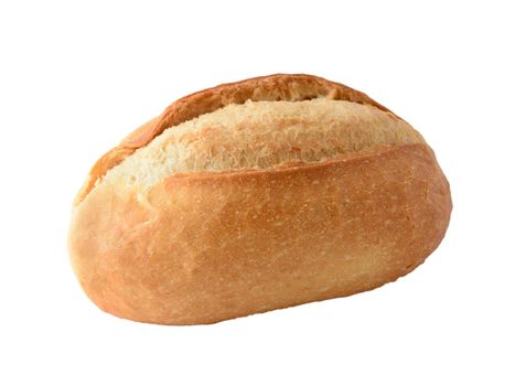 Traditional baked plain soft bun isolated over white background.