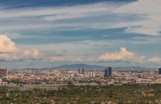 Bangkok, Thailand - Jul 27, 2020 : City view of Bangkok afternoon creates energetic feeling to get ready for the day waiting ahead. Selective focus.