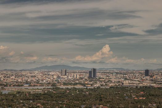 Bangkok, Thailand - Jul 27, 2020 : City view of Bangkok afternoon creates energetic feeling to get ready for the day waiting ahead. Selective focus.