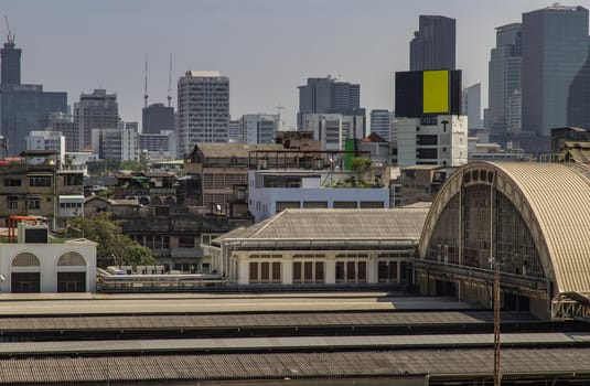 Roof of Hua Lamphong Station And the sky background of Bangkok. Selective focus.