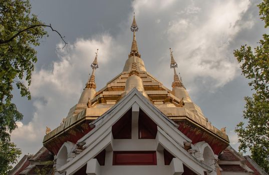 Lampang, Thailand - Sep 03, 2020 : Buddhist temple in Wat Chaloem Phrakiat Phrachomklao Rachanuson at Chae Hom. Selective focus.