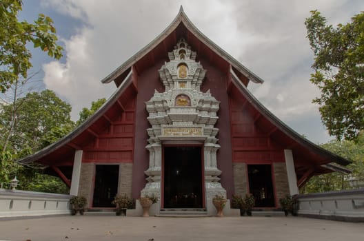 Lampang, Thailand - Sep 03, 2020 : Buddhist temple in Wat Chaloem Phrakiat Phrachomklao Rachanuson at Chae Hom. Selective focus.
