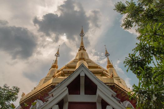 Lampang, Thailand - Sep 03, 2020 : Buddhist temple in Wat Chaloem Phrakiat Phrachomklao Rachanuson at Chae Hom. Selective focus.