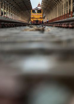 Chiangmai, Thailand - Sep 08, 2020 : The train is parked at platform waiting for passengers in Chiang mai railway station. Thailand, No focus, specifically.