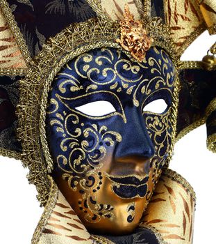 Gold black and blue Venetian carnival mask