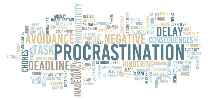 Procrastination and a Lazy Procrastinator Concept Abstract Background