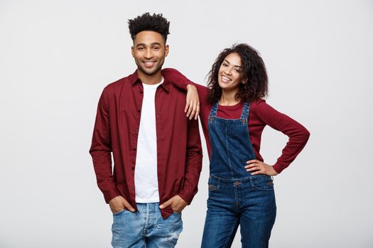 Beautiful portrait of a happy African American couple isolated over white.