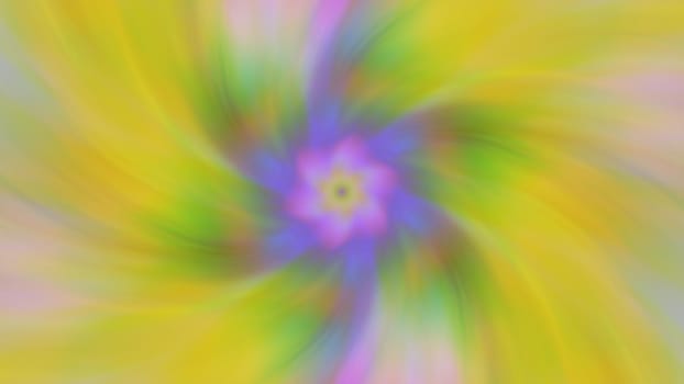 Abstract yellow symmetrical background with pink flower.