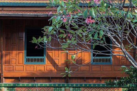 Bangkok, Thailand - 25 Jan 2020 : Traditional Thai architecture of Thai wooden house in Thailand. Selective focus.