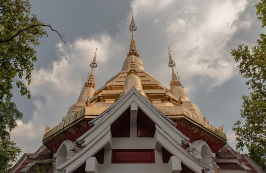 Lampang, Thailand - Sep 03, 2020 : Buddhist temple in Wat Chaloem Phrakiat Phrachomklao Rachanuson at Chae Hom. Selective focus.