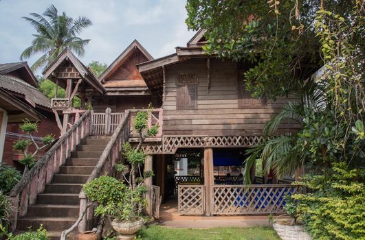 Lanna Thai Style, House with beautiful Ruen Galae style Northern Thai architecture and authentic features in Thailand.