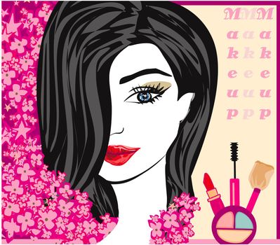 Make-up girl - abstract feminine card