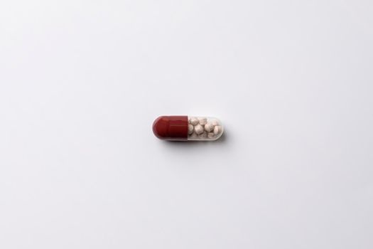 medicine medical preparation in capsules on a white background. High quality photo