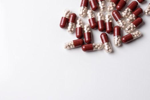 medicine medical preparation in capsules on a white background. High quality photo