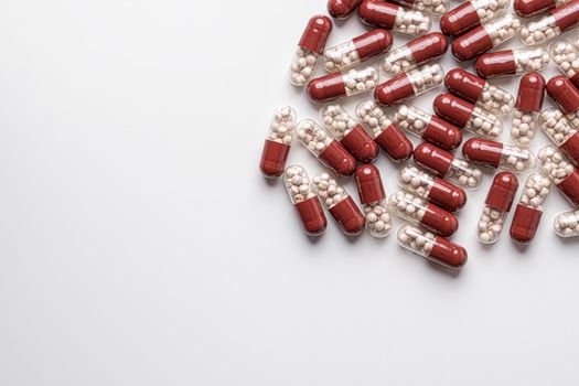 medicine medical preparation in capsules on a white background. High quality photo