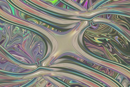 Abstract green neon glowing background with shapes. 3d image, 3d rendering