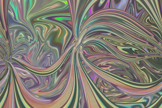 Abstract green neon background with three-dimensional lines. 3d image, 3d rendering