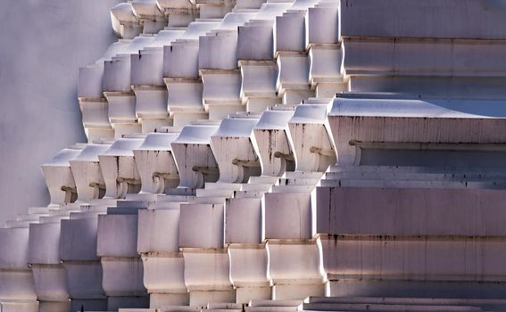 Sunlight passing through the exterior of the ancient stupa. Abstract geometric pattern with lines of stupa, copy space.