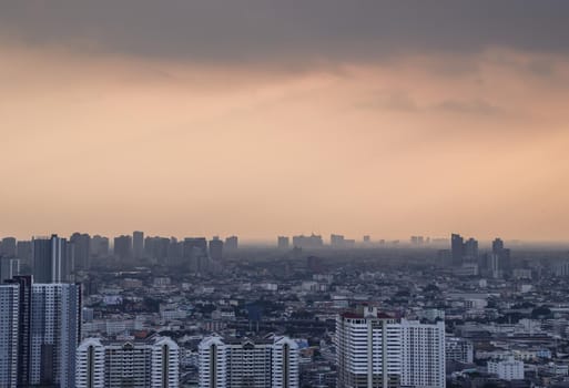 Bangkok, Thailand - Nov 03, 2020 : City view of Bangkok before the sunset creates energetic feeling to get ready for the day waiting ahead. Copy space, No focus, specifically.