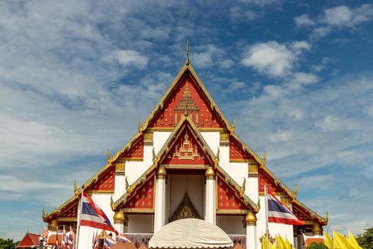 Wihan Phra Mongkhon Bophit at Ayutthaya province of Thailand. Selective focus.