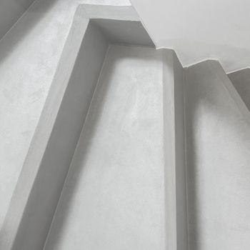 Modern concrete stairs. Close-up. Concrete stairs. Top view of modern architecture detail.