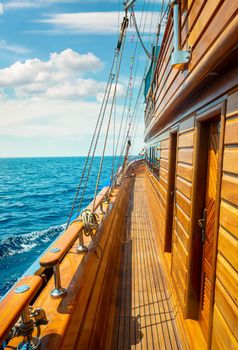 Yacht in the sea at sunny day