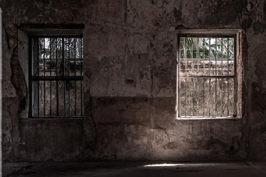 Bangkok, Thailand - Feb 2, 2020 : Abandoned buildings : Within the old customs house Or Old bang rak fire station. One of more than 120 years old architecture. Old buildings.