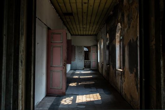 Bangkok, Thailand - Feb 2, 2020 : Within The old customs house Or Old bang rak fire station. One of more than 120 years old architecture, another tourist attraction in Thailand That people like to take pictures. Old buildings.