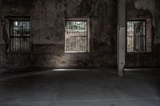 Inside an abandoned building. Old buildings. Copy space, No focus, specifically.